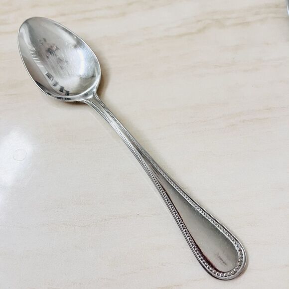 3pc F.B Rogers by Towle Norfolk Soup Spoon Stainless 7 1/4” Beaded Edge Glossy - Picture 2 of 8